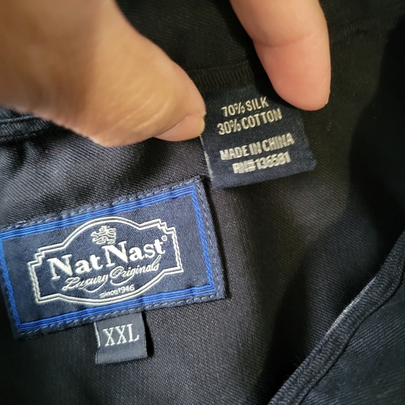 Nat Nast Silk Blend Printed Men's Shirt XXL Black - Picture 6 of 8